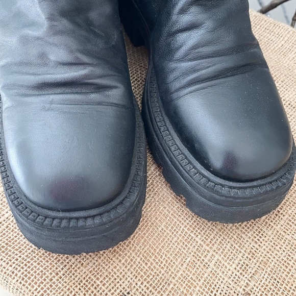 Free People Emma Ruche Black Leather Combat Boots Size 10 - Picture 7 of 14
